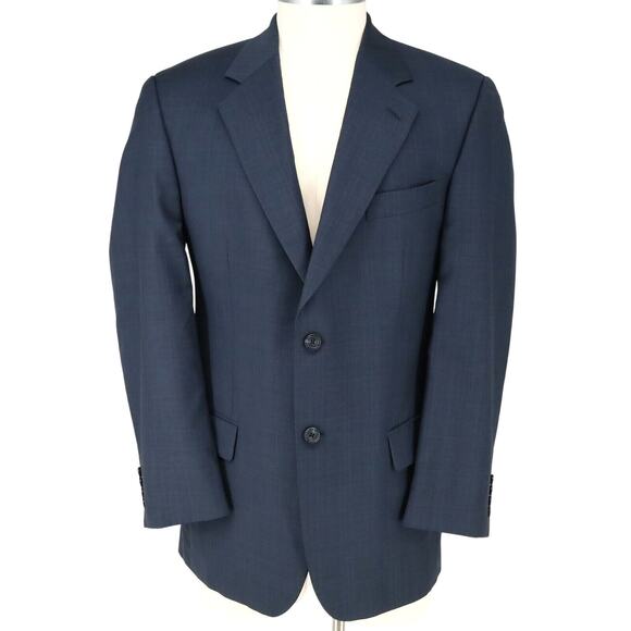 John W Nordstrom Sport Coat Mens 44R Blue Plaid Jacket Wool Reda Super 120s - Picture 1 of 16